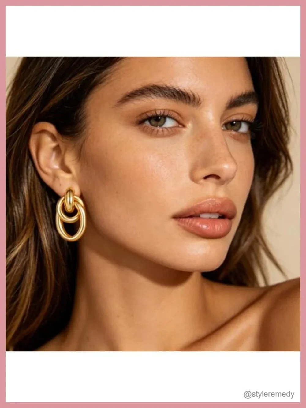 14K Gold Plated Chunky Drop Dangle Earrings Geometric Knot Link Statement